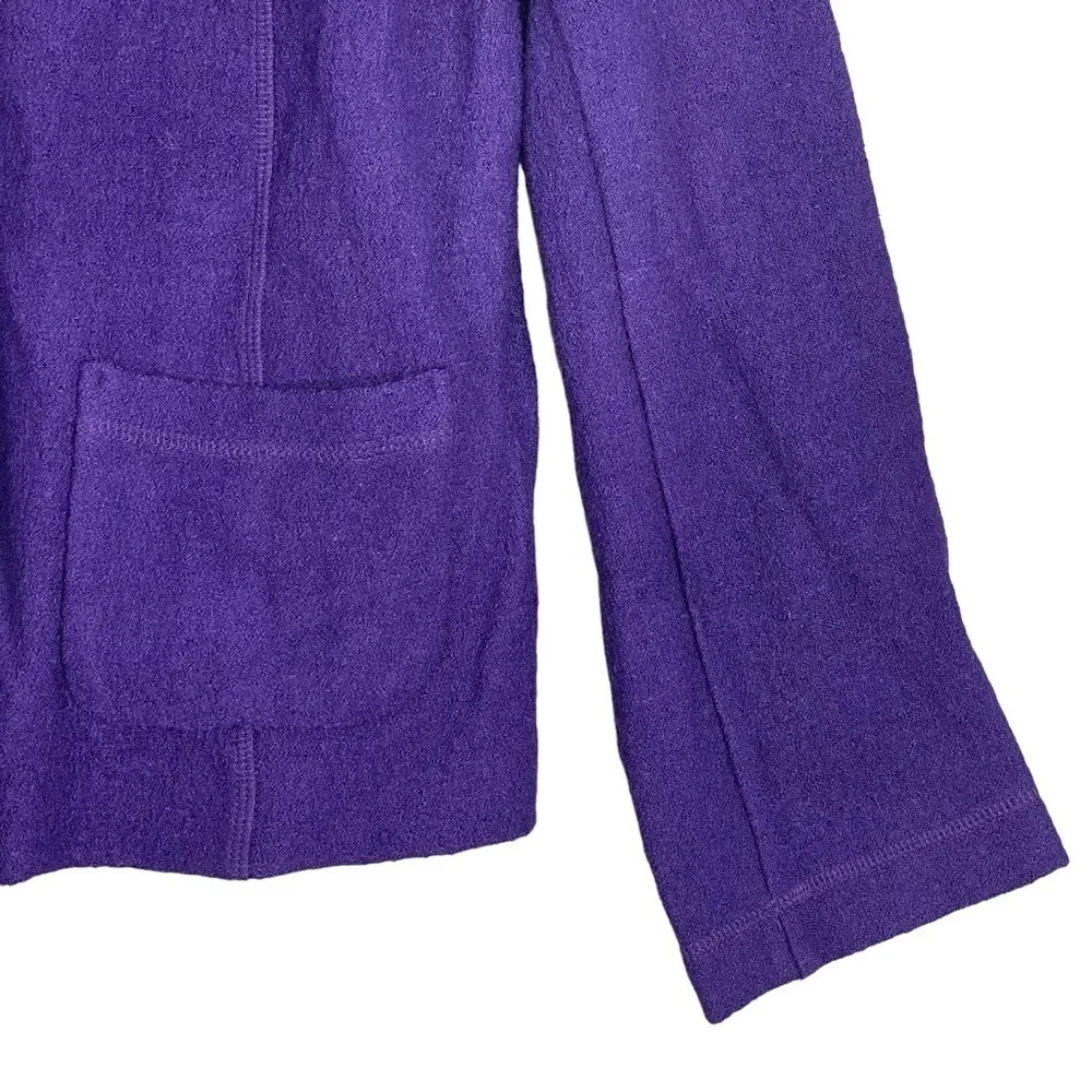 Talbots Boiled Wool Utility Jacket Medium Purple Stand Collar Button Up Stretch - Picture 6 of 11